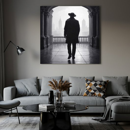 De Man in de Nevel van de Stad Poster