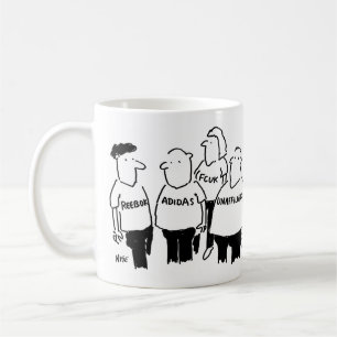 De man in een T-Shirt verklaart dat hij niet verbo Koffiemok