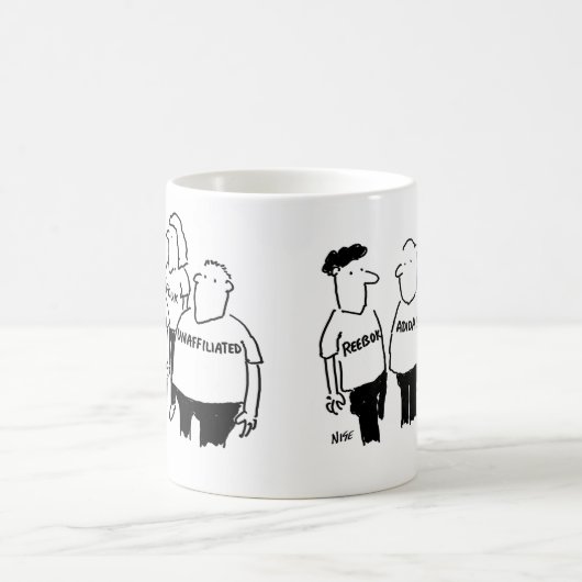 De man in een T-Shirt verklaart dat hij niet verbo Koffiemok (Center)