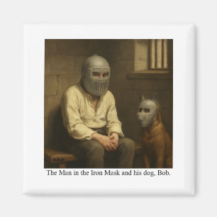 De man met het ijzeren masker en zijn hond, Bob. Magneet