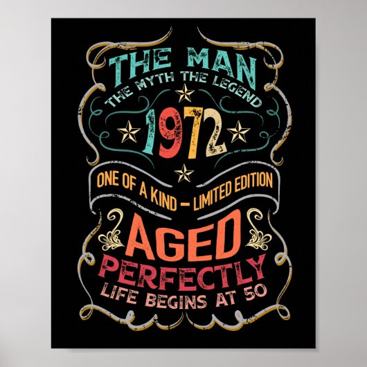 De Man Myth Legend 1972 was perfect 50th Bday Poster (Voorkant)
