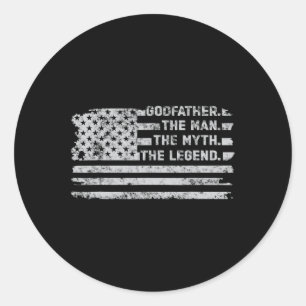De Man Myth Legend Fathers Day Amerikaanse vlag Ronde Sticker