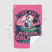 De Man Mythe Golf Legende Grappige Flamingo Golf Golfhanddoek (Insitu)