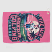 De Man Mythe Golf Legende Grappige Flamingo Golf Golfhanddoek (Horizontaal)