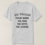De man mythe legende 90th Birthday shirt for men<br><div class="desc">Het man is de mythe van het legende 90th Birthday shirt voor mannen. met jouw naam en leeftijd. Leeftijd humor t-shirt. Cute 9etieth Birthday gift idee voor legendarische vader, echtgenoot, oom, beste opa, broer, opa, opa, vriend, collega, medewerker, baas, enz. Grappig cadeau voor 90-jarige jongens. Grijze typografie-t-shirt met een leuk...</div>