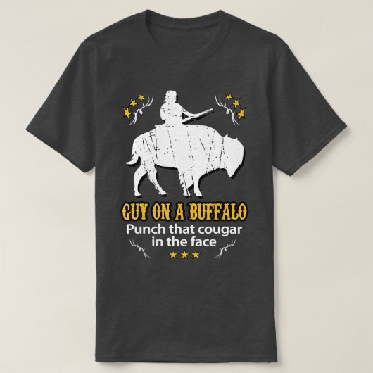 De man op een Buffalo _ Punch die Cougar in het ge T-shirt (Design voorkant)