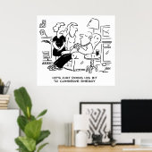 De man slaapt in slaap om energie te besparen poster (Thuiskantoor)