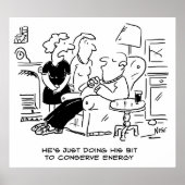 De man slaapt in slaap om energie te besparen poster (Voorkant)