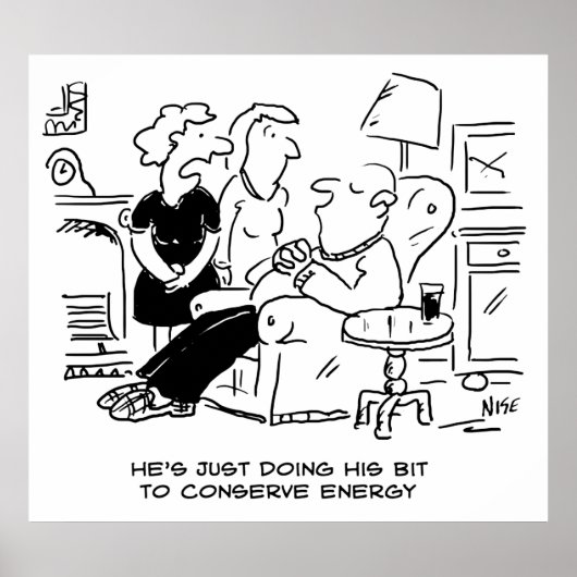 De man slaapt in slaap om energie te besparen poster (Voorkant)