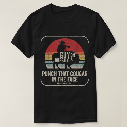 De man van de terugkeer op een Buffalo Possum Pos T-shirt (Design voorkant)