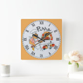 De man van Pizza Vierkante Klok (Huis)