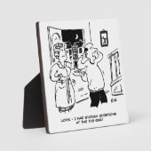 De man wil niet ondervraagd worden. grappig fotoplaat (Voorkant)