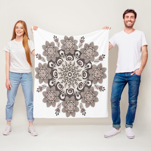  de mandala color marrón fleece deken (In situ)