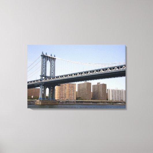 De Manhattan Bridge over de East River Canvas Afdruk (Voorkant)