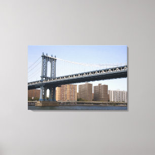 De Manhattan Bridge over de East River Canvas Afdruk