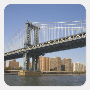 De Manhattan Bridge overspant de East River 2 Vierkante Sticker