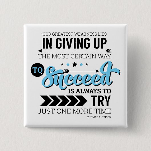 De manier om Typografie Motivatie Citaat te slagen Vierkante Button 5,1 Cm (Voorkant)