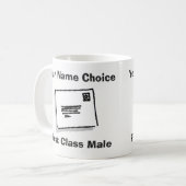 De Mannelijke eerste Klasse met Naam. Postman Koffiemok (Voorkant links)