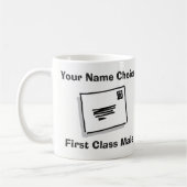 De Mannelijke eerste Klasse met Naam. Postman Koffiemok (Links)