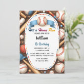 De Mannen Ball Wood Game Team Honkbal 1e Verjaarda Kaart (Staand voorkant)