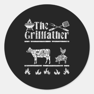 De Mannen Grillfather rookt die BBQ grappig Ronde Sticker