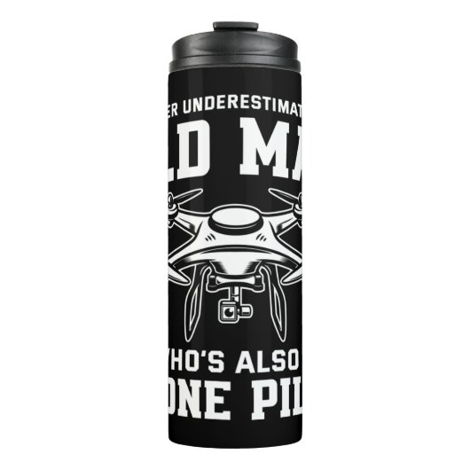 De Mannen onderschatten nooit een oud Man Who' Thermosbeker (Voorkant)