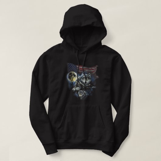 De Mannen van de bergen wolfs Lookout Vlag-amerika Hoodie (Design voorkant)