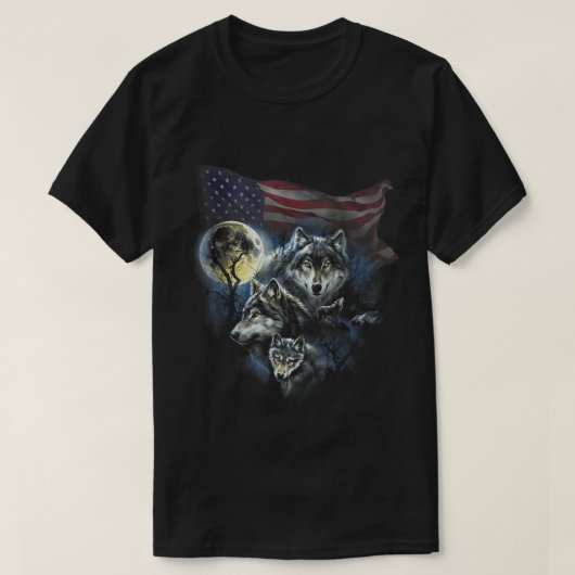 De Mannen van de bergen wolfs Lookout Vlag-amerika T-shirt (Design voorkant)