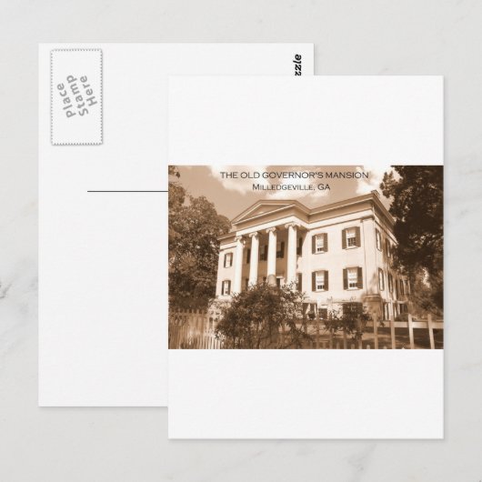 De Mansion van de oude gouverneur, Milledgeville,  Briefkaart (Voorkant / Achterkant)