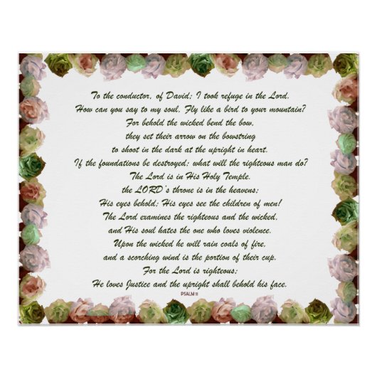De Manuscript, psalm 11, Groene Grijze Rozen Perfect Poster (Voorkant)