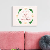 De Manuscript, Psalm 33, Witte Rozen & Groene Tak Canvas Afdruk (Insitu (Woonkamer))