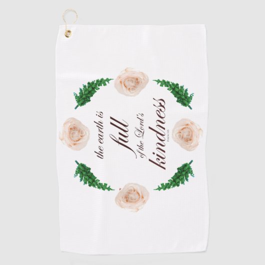 De Manuscript, Psalm 33, Witte Rozen & Groene Tak Golfhanddoek (Voorkant)