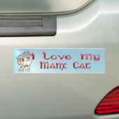 De Manx Cat Bumpersticker (Op auto)