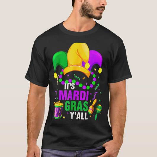 De Mardi Gras Yall Mardi Gras Party Jester Festiv T-shirt (Voorkant)