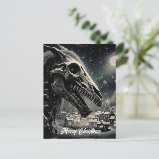 De Mari Lwyd Vrolijk Kerstfeest Briefkaart (Staand voorkant)