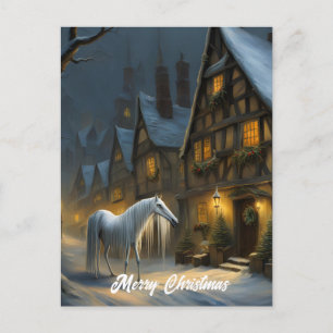 De Mari Lwyd Winter Nacht Vrolijk Kerstfeest Briefkaart