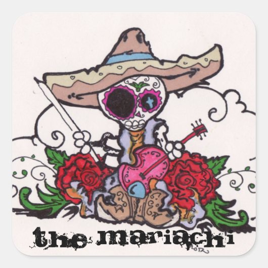 De Mariachi Vierkante Sticker (Voorkant)