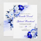 De Mariage élégante avec fleurs bleues Kaart (Voorkant / Achterkant)