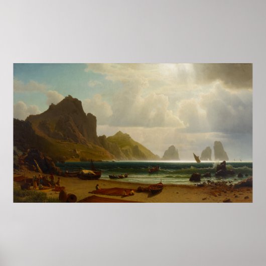 De Marina Piccola, Capri door Albert Bierstadt Poster (Voorkant)