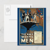 De marine wil Mannen Briefkaart (Voorkant / Achterkant)