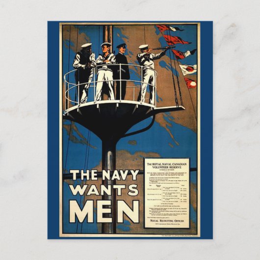De marine wil Mannen Briefkaart (Voorkant)
