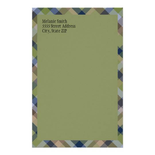 De marineblauwe Groene Bruine Geruite Briefpapier
