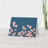 De marineblauwe & Roze Bloesem van de Kers dankt u Bedankkaart (Achterkant)