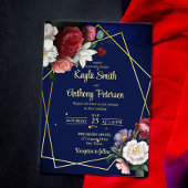 De marineblauwe rozen bruiloft nodigt sjabloon uit kaart