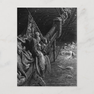 De Mariner kijkt naar de serpenten in de oceaan Briefkaart