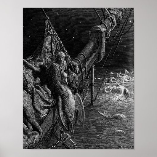 De Mariner kijkt naar de serpenten in de oceaan Poster (Voorkant)