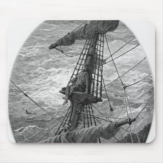 De mariner omhoog de mast tijdens een storm muismat (Voorkant)