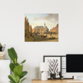 De markt met het huis poster (Thuiskantoor)