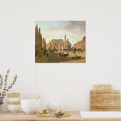 De markt met het huis poster (Keuken)