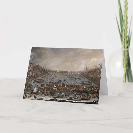 De Markt van de winter op de Theems, Londen Feestdagen Kaart (Voorkant)